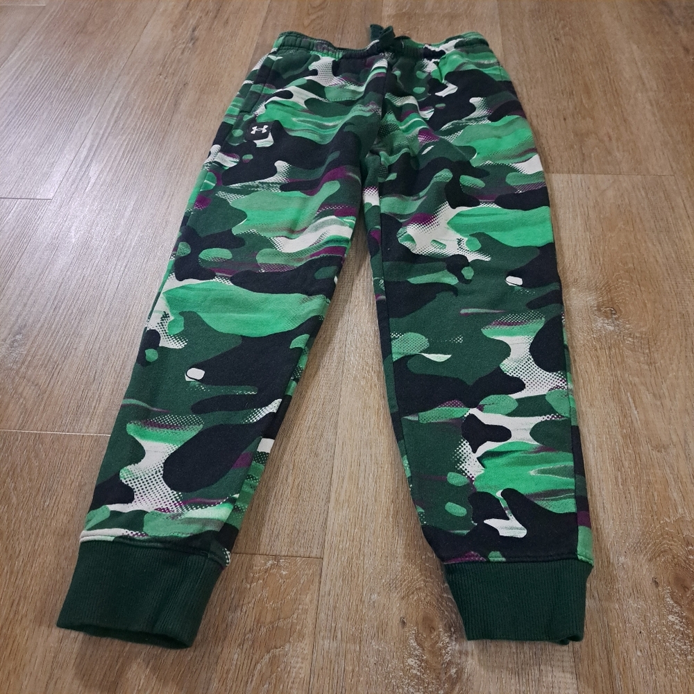 Under Armour Kids' Green Black Camo Rival Jogger Pants Boy's Size Youth Medium